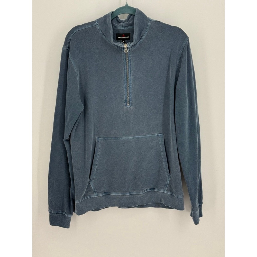 American Giant Mens Quarter Zip Navy Pullover Sweatshirt Size M Coastal Prep